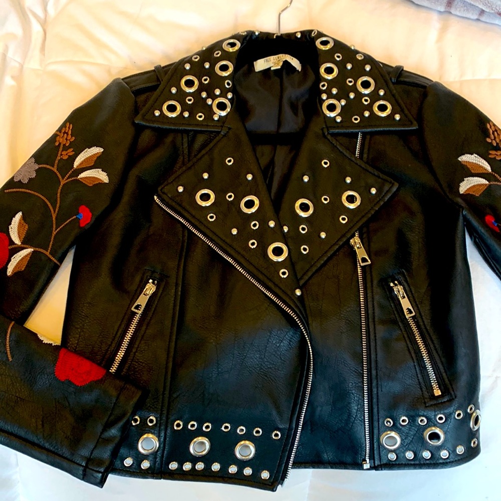 Free Generation Black Vegan Leather Motorcycle Jacket
